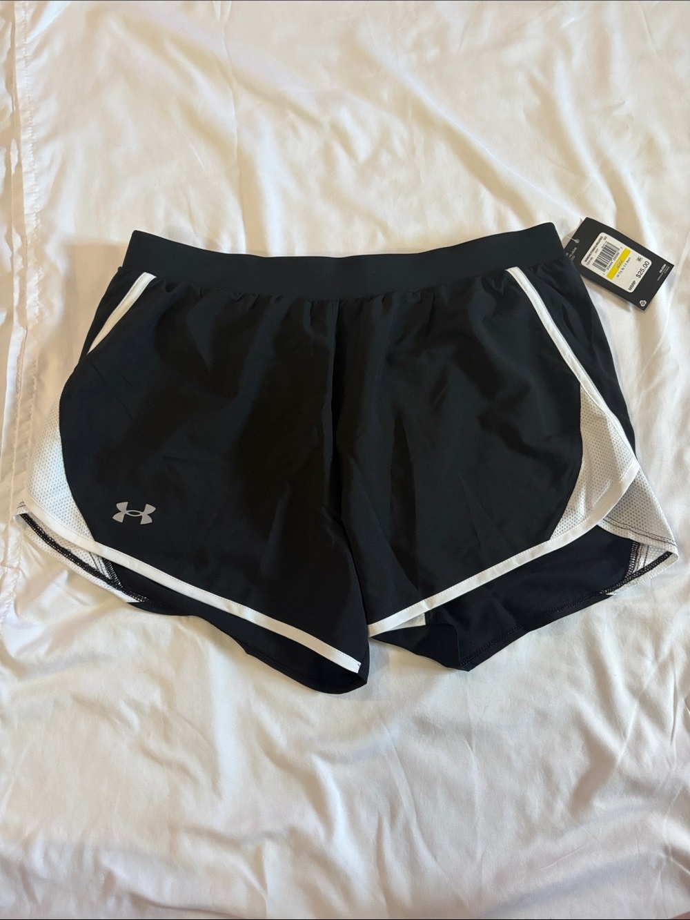 Under Armour Black Athletic Shorts with White Trim
